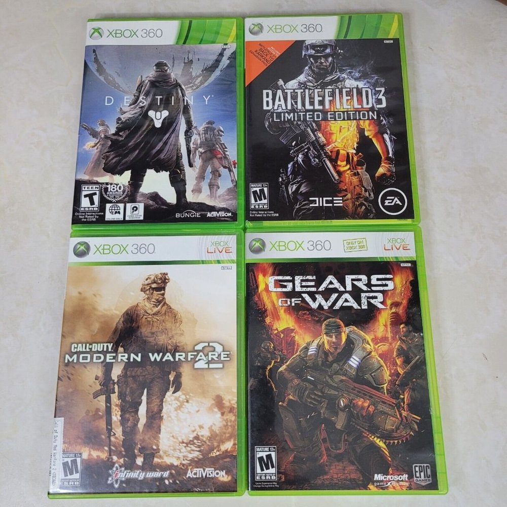 Xbox 360 Lot bundle of 4 games Battlefield, Call of Duty, Gears of War, Destiny